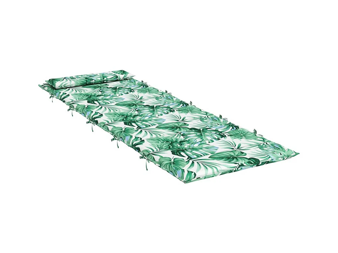 Coussin de chaise longue motif de feuilles 180x60x3 cm