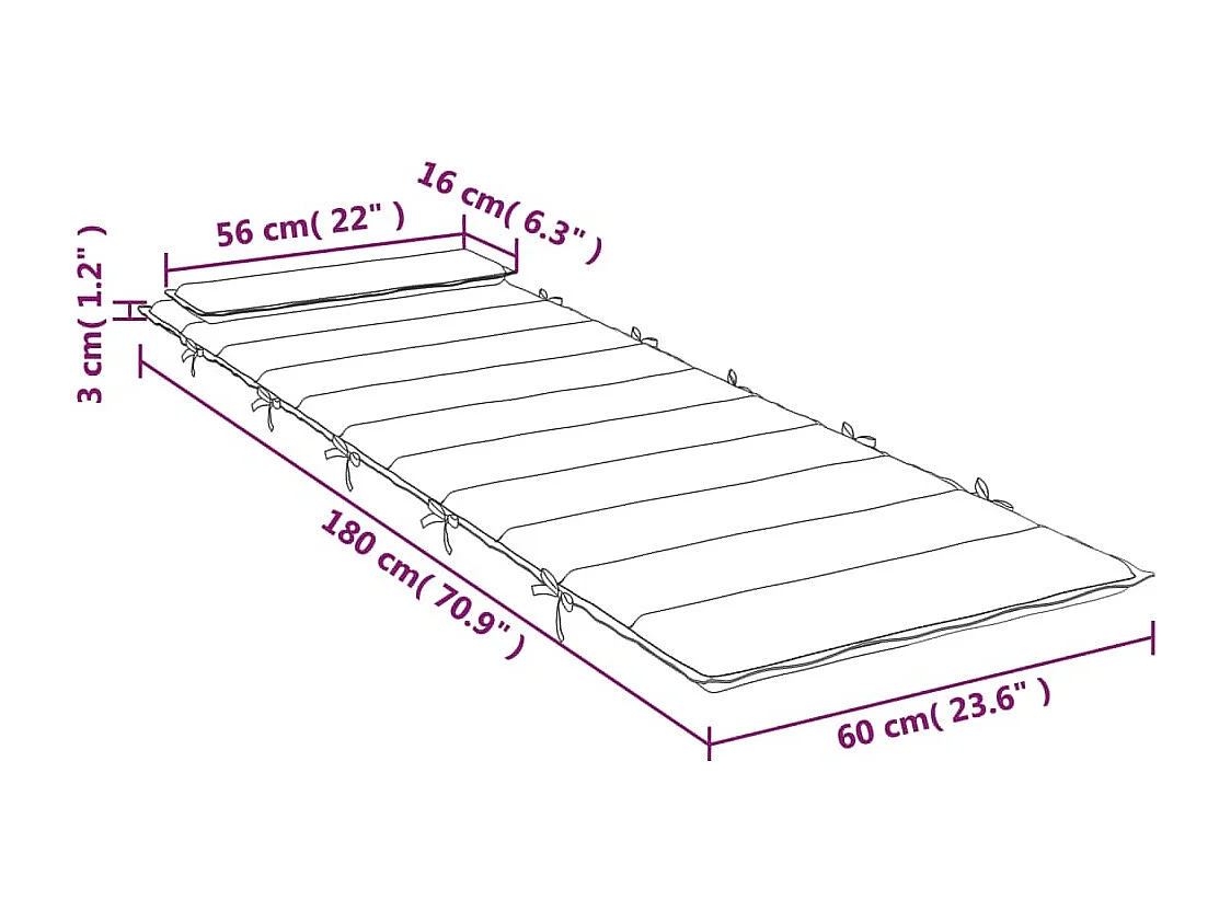 Almofadão para espreguiçadeira 180x60x3 cm tecido oxford folhas