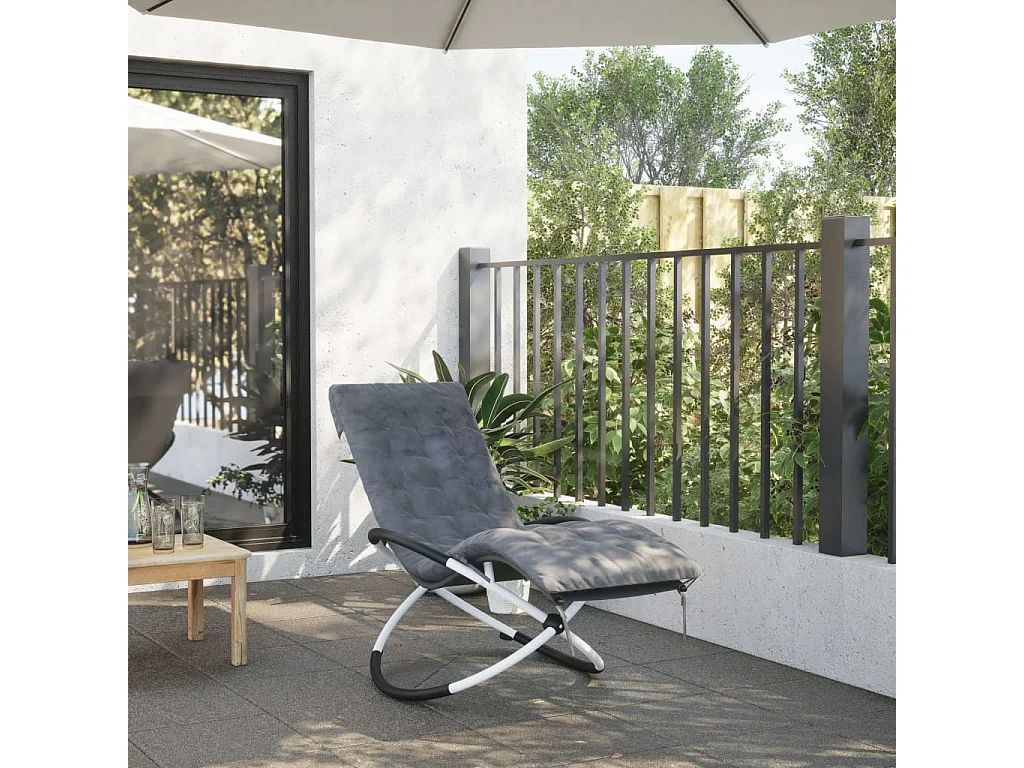 Coussin de chaise longue gris 160x50x10 cm similicuir daim