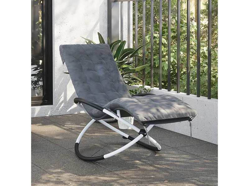 Coussin de chaise longue gris 160x50x10 cm similicuir daim