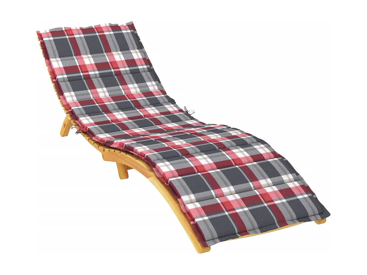 Coussin de chaise longue à carreaux rouge 200x70x3 cm