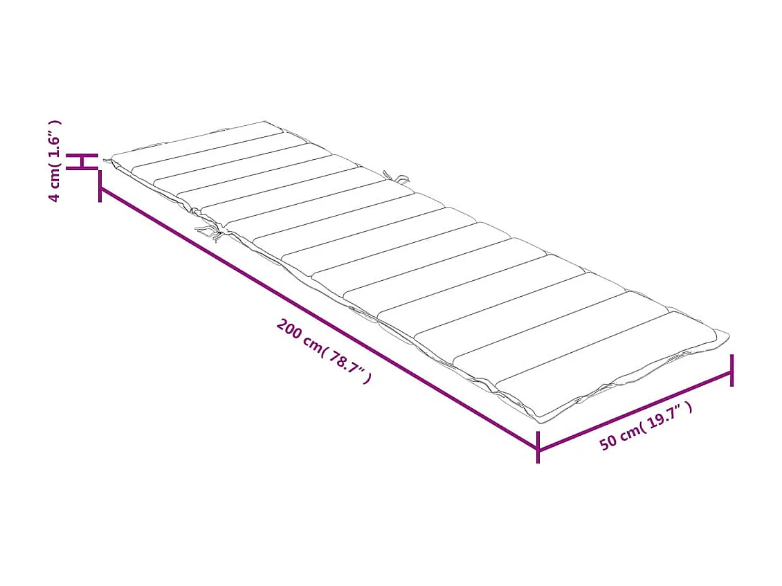 Coussin de chaise longue anthracite mélangé 200x50x4 cm tissu