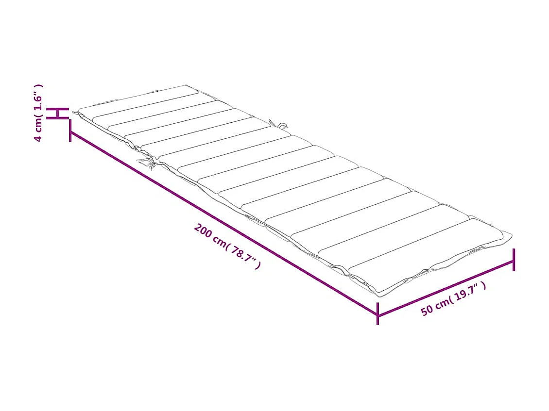 Coussin de chaise longue gris foncé mélangé 200x50x4 cm tissu