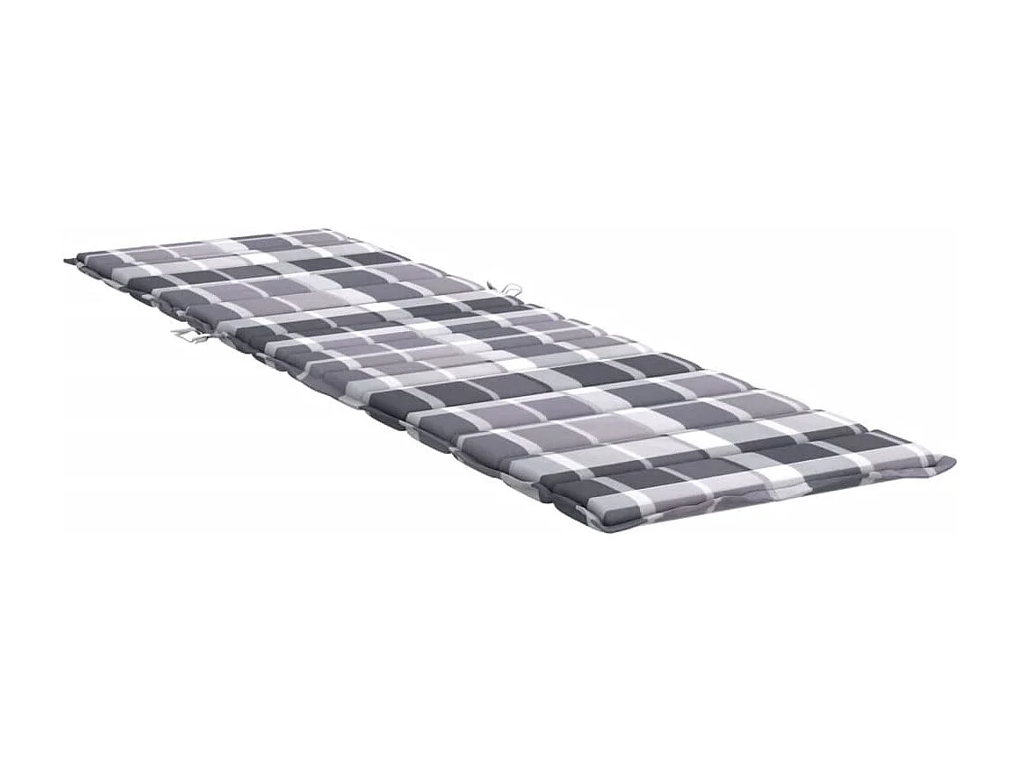 Coussin de chaise longue motif à carreaux gris 200x60x3 cm