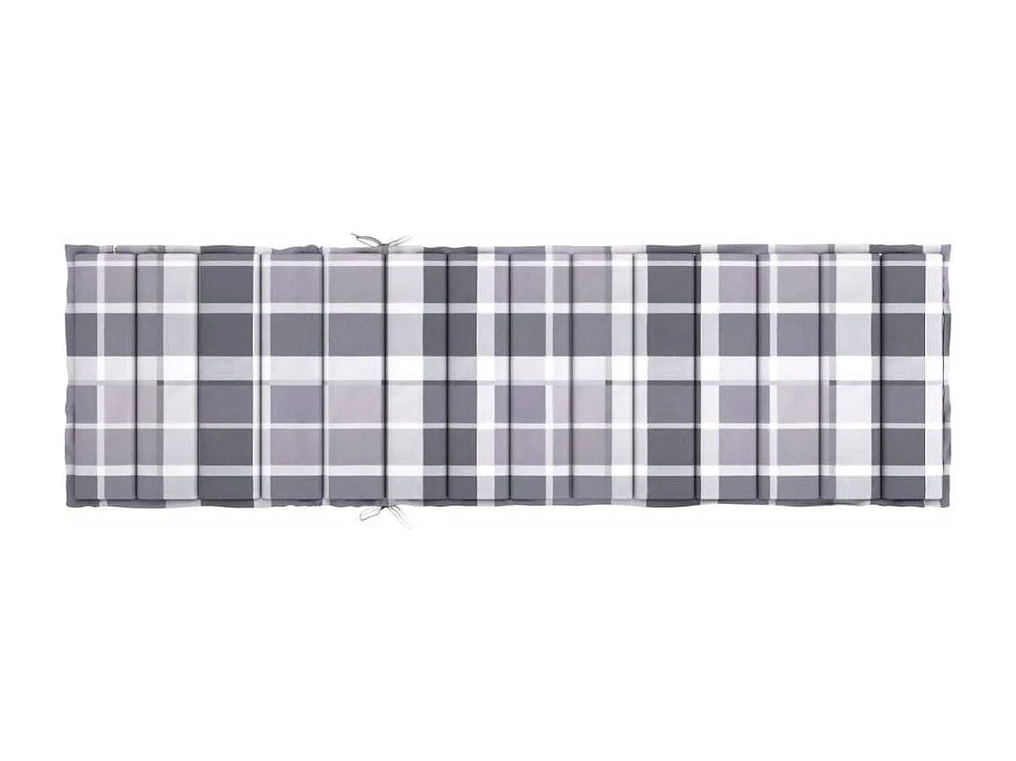 Coussin de chaise longue motif à carreaux gris 200x60x3 cm