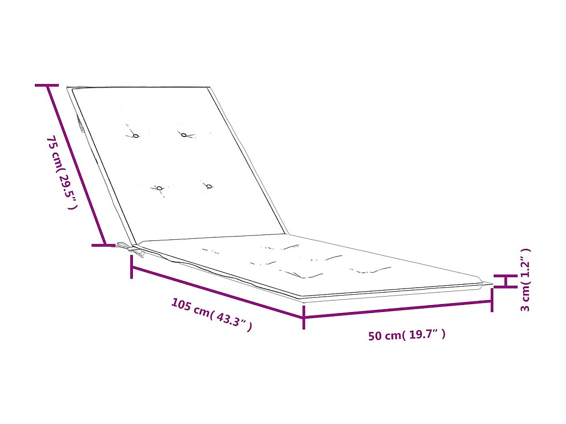 Coussin de chaise longue vert mélangé (75+105)x50x3 cm tissu
