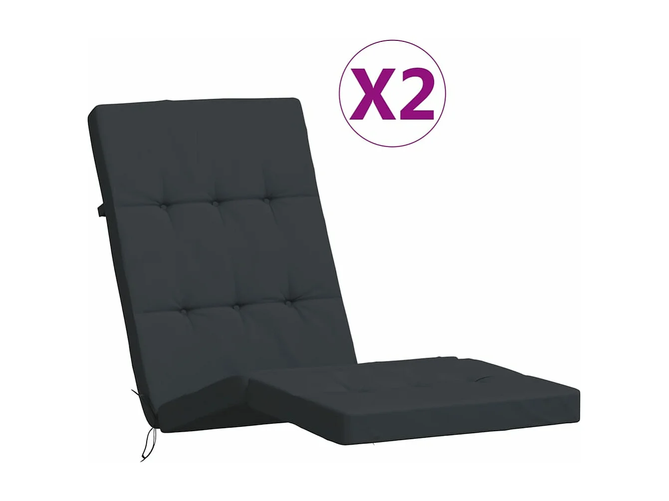 Cojines para tumbona 2 unidades tela Oxford negro