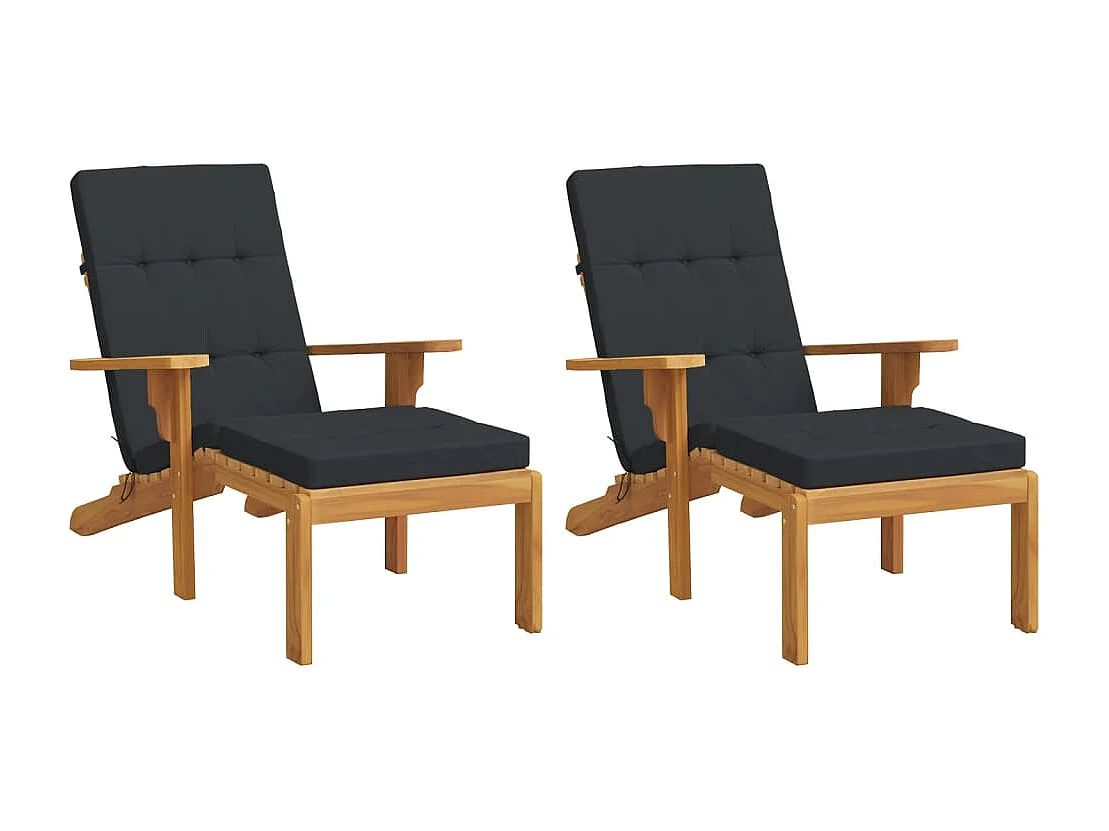 Coussins de chaise longue lot de 2 noir tissu oxford