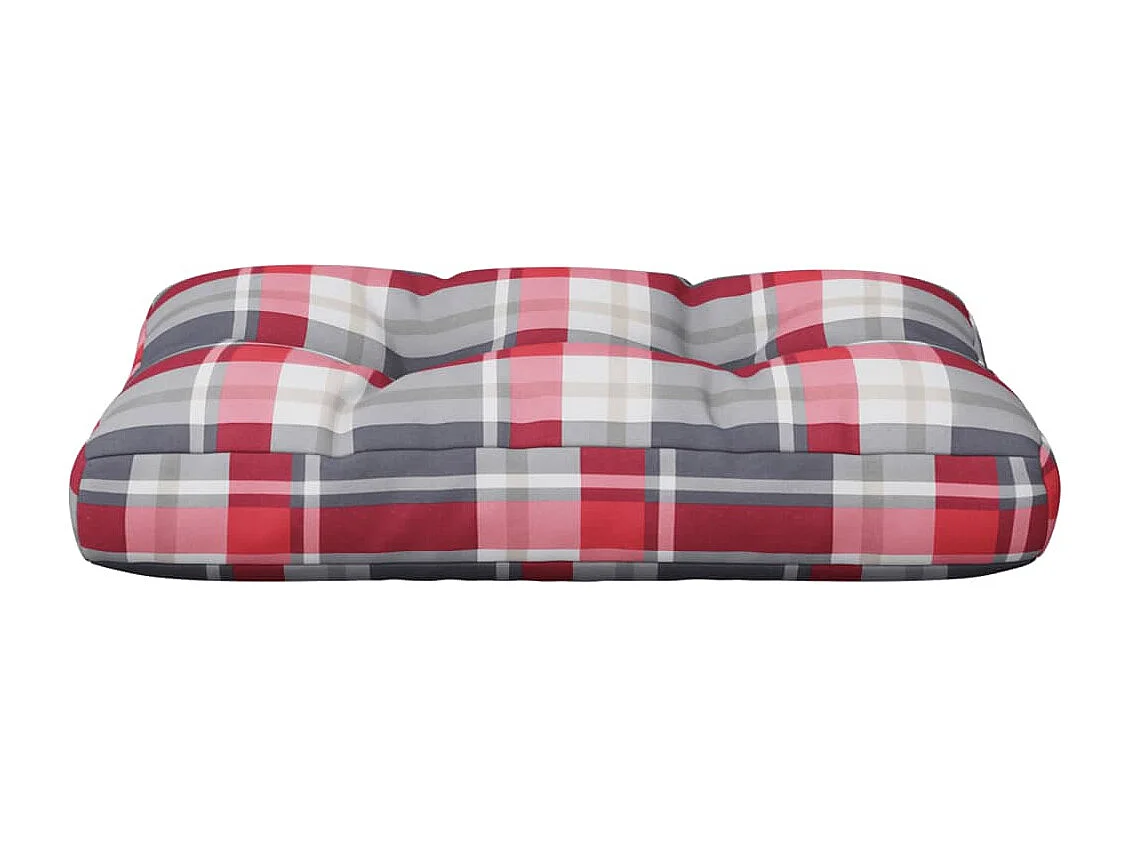 Coussin de palette motif à carreaux rouge 60x40x12 cm tissu