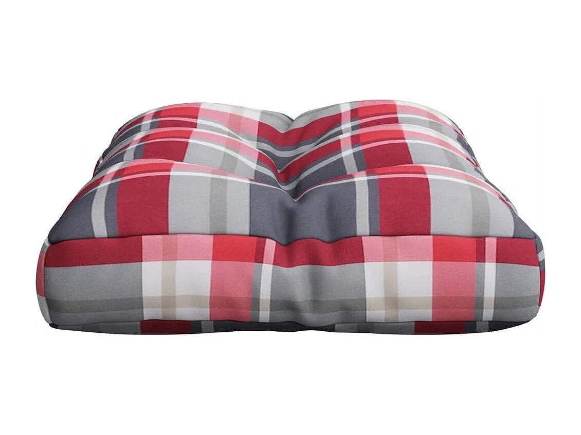 Coussin de palette motif à carreaux rouge 60x40x12 cm tissu