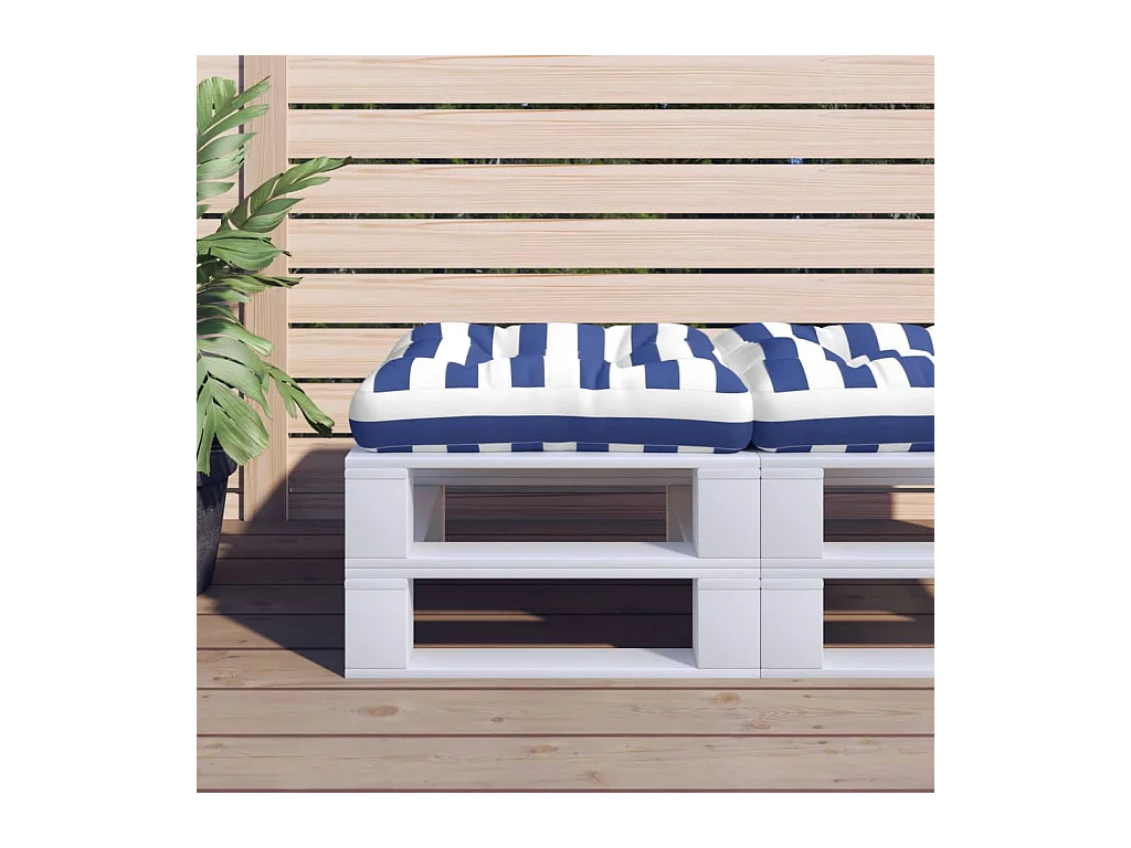 Almofadão para paletes 50x50x12 cm tecido riscas azul/branco