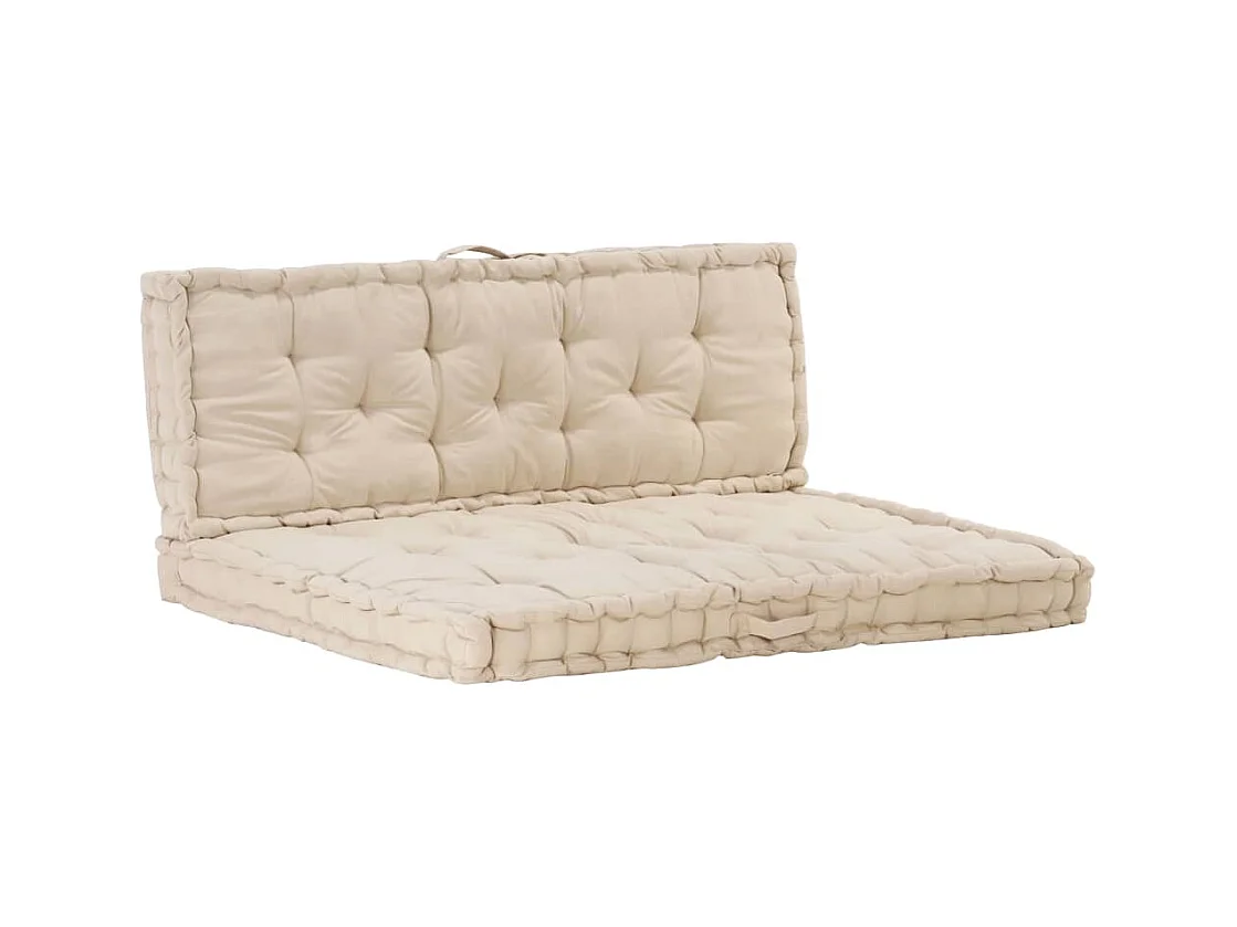 Coussins de plancher de palette 2 pièces Coton Beige