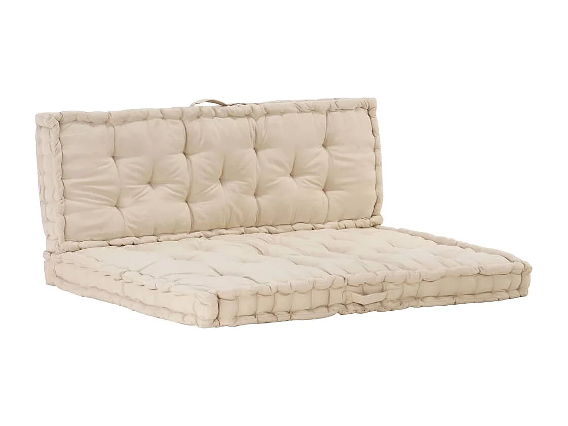 Coussins de plancher de palette 2 pièces Coton Beige