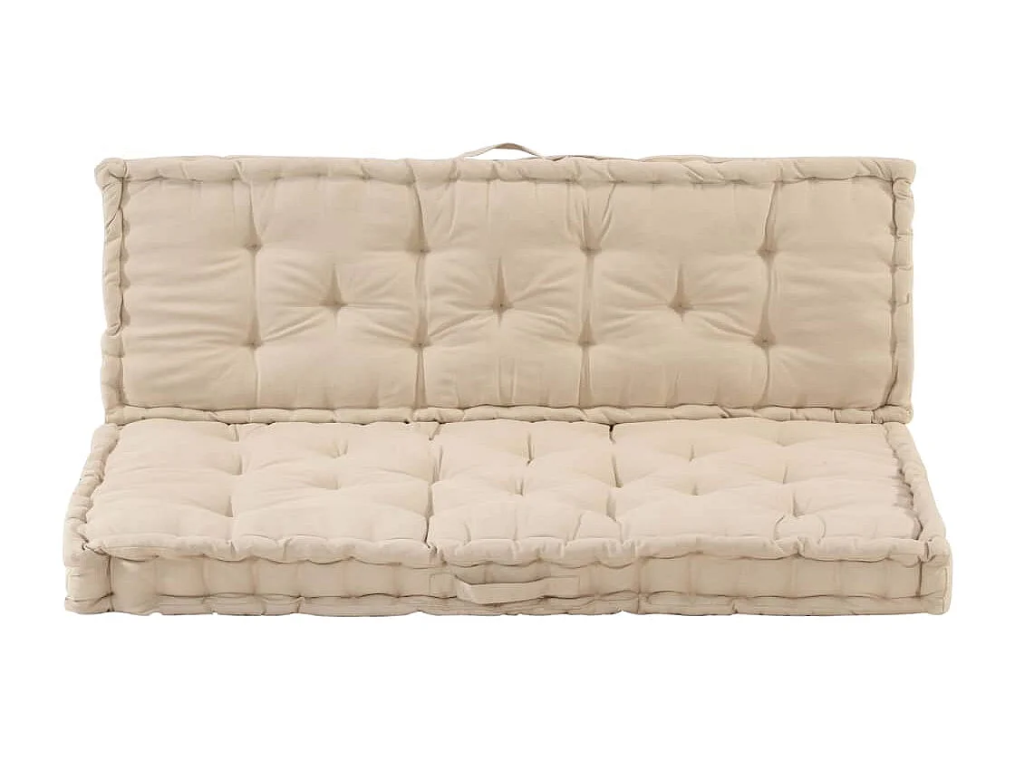 Coussins de plancher de palette 2 pièces Coton Beige