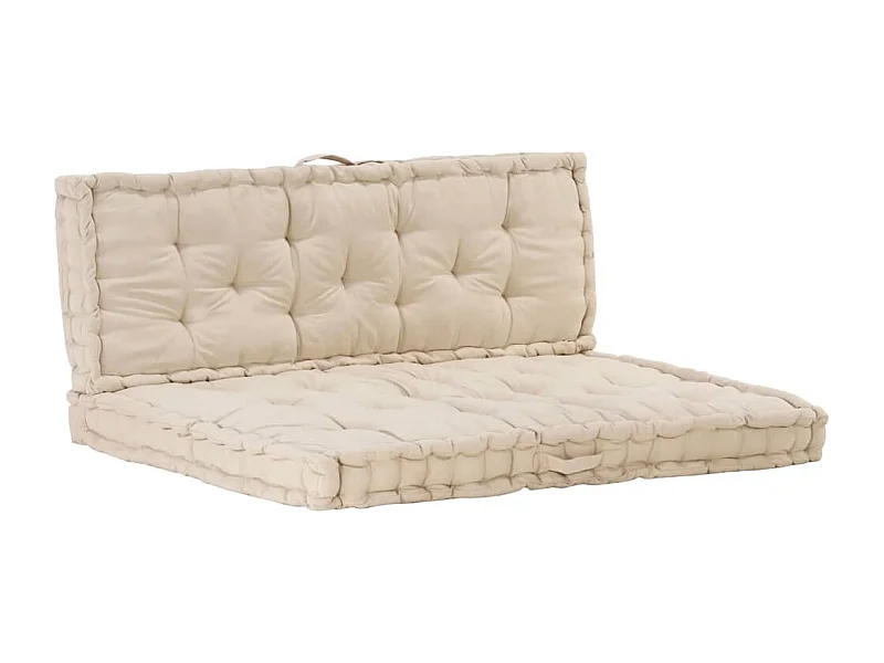 Coussins de plancher de palette 2 pièces Coton Beige