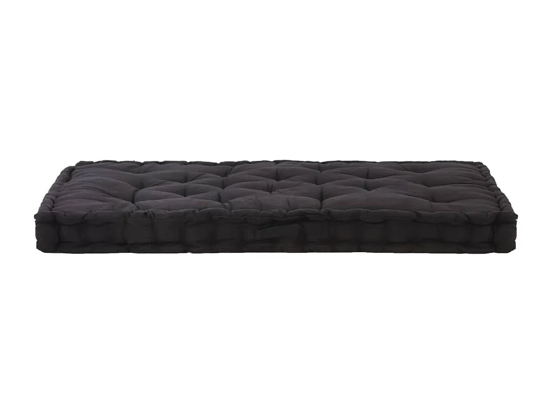 Coussin de plancher de palette Coton 120x80x10 cm Noir