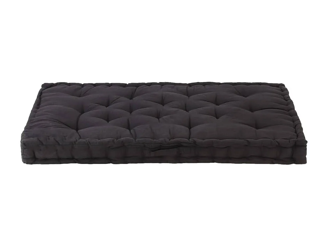 Coussin de plancher de palette Coton 120x80x10 cm Noir