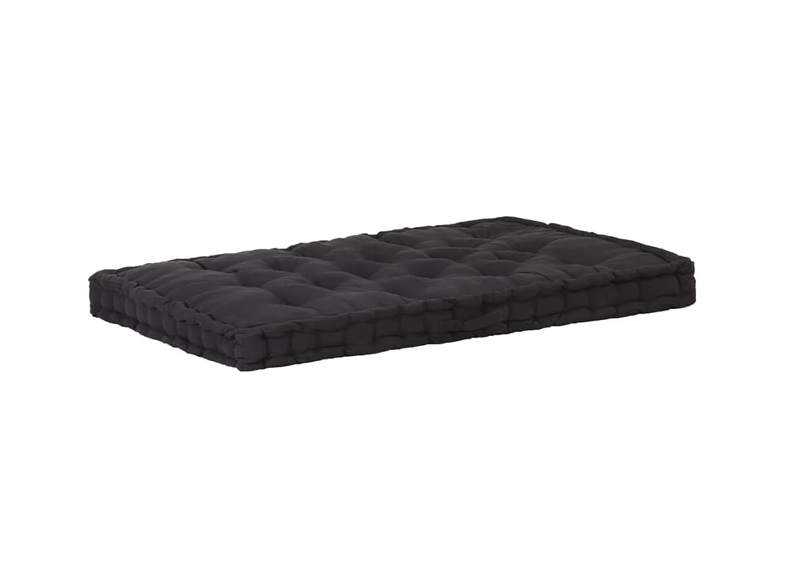 Coussin de plancher de palette Coton 120x80x10 cm Noir