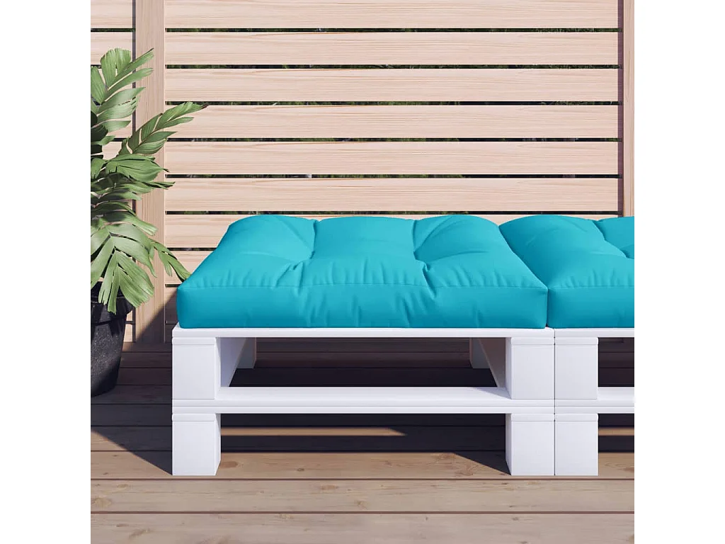 Coussin de palette turquoise 80x80x12 cm tissu