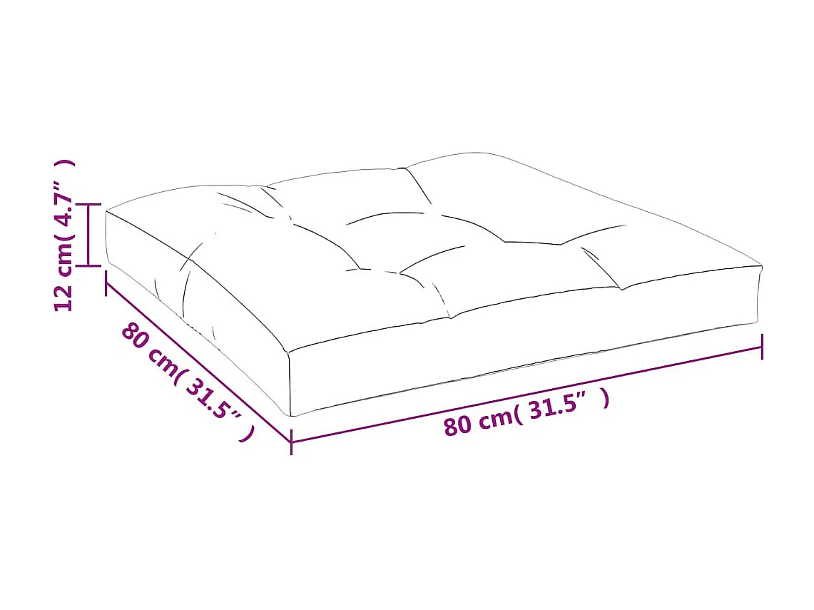 Coussin de palette turquoise 80x80x12 cm tissu