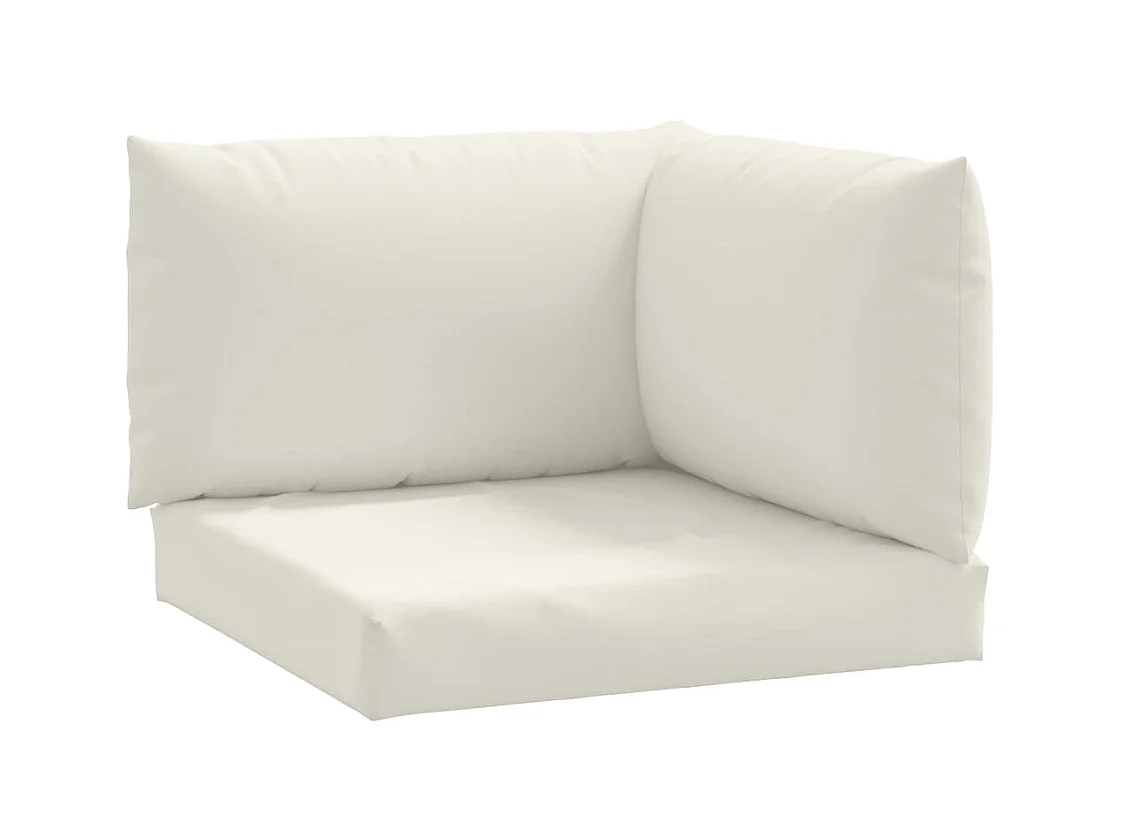 Coussins de palette lot de 3 crème mélangé tissu