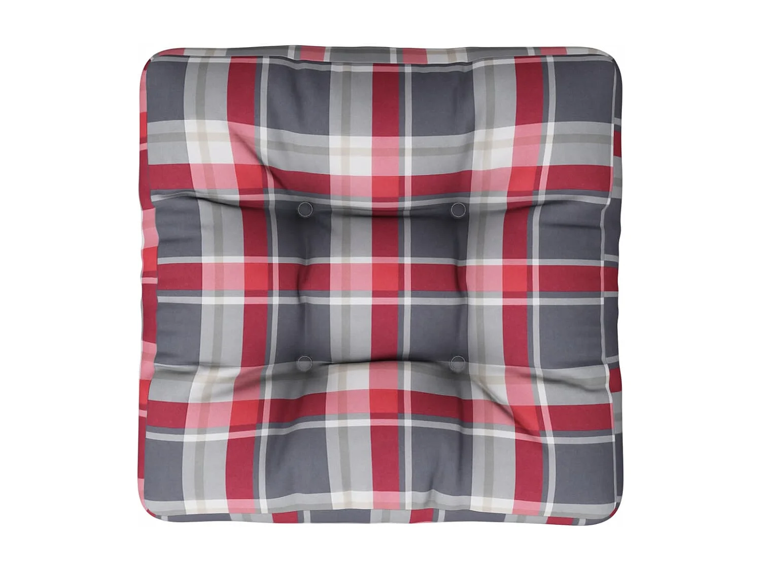 Coussin de palette motif à carreaux rouge 50x50x12 cm tissu