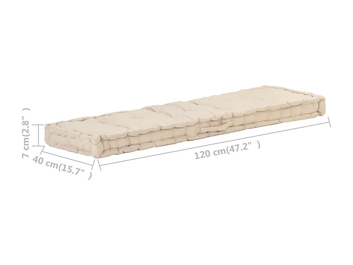 Palletvloerkussen 120x40x7 cm katoen beige