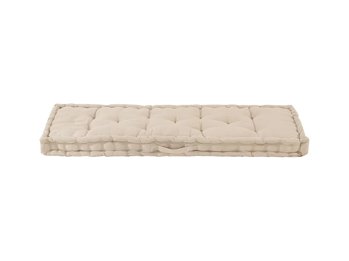 Coussin de plancher de palette Coton 120x40x7 cm Beige