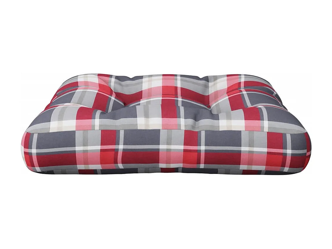 Coussin de palette motif à carreaux rouge tissu