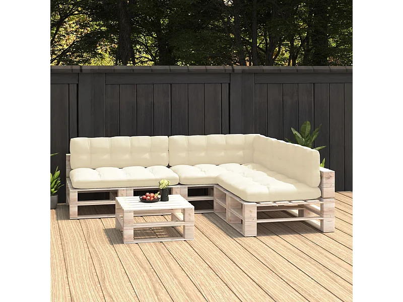 Almofadões para sofás de paletes 7 peças cor creme