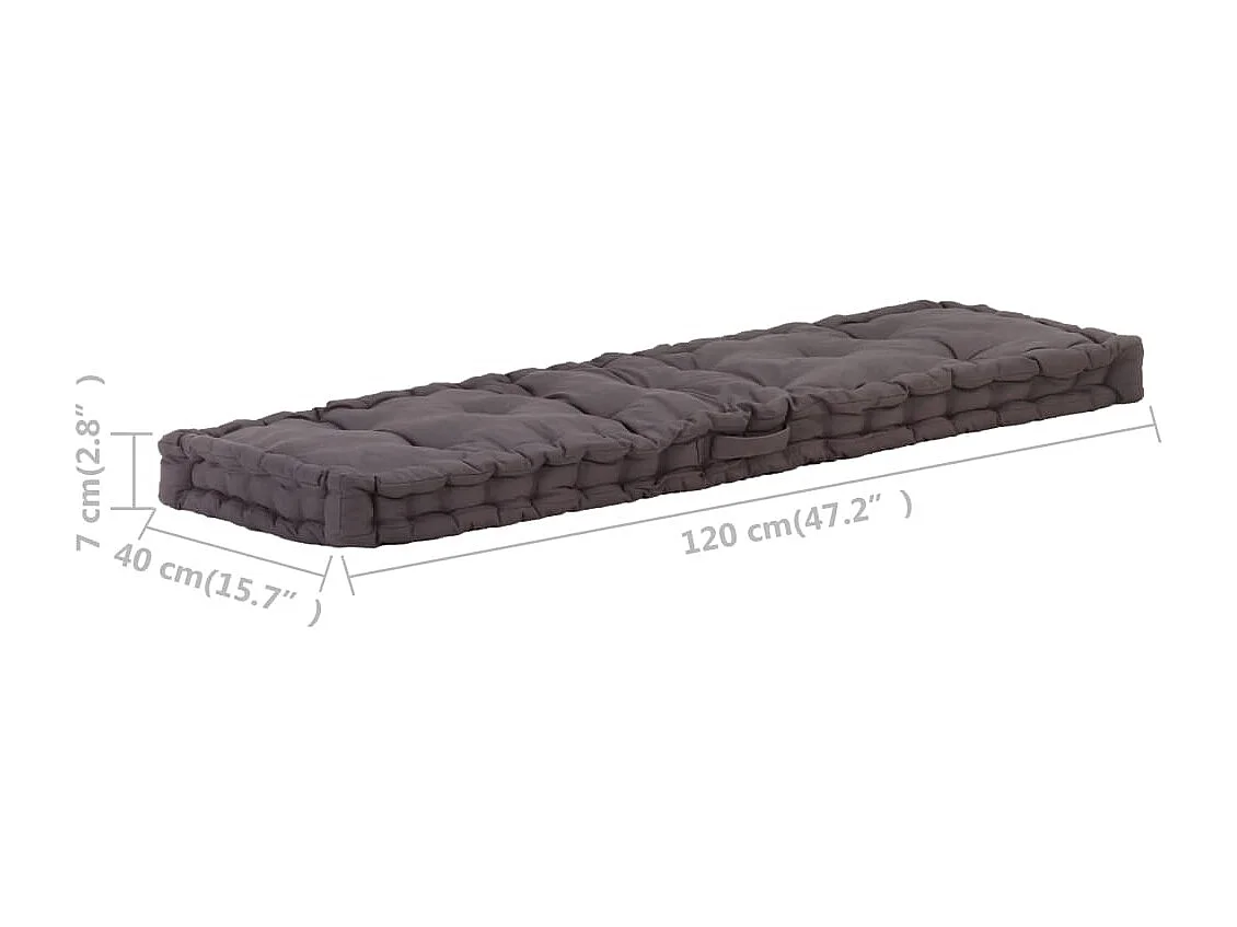 Coussin de plancher de palette Coton 120x40x7 cm Anthracite