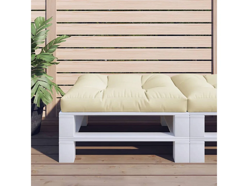 Palletkussen 70x70x12 cm stof crèmekleurig