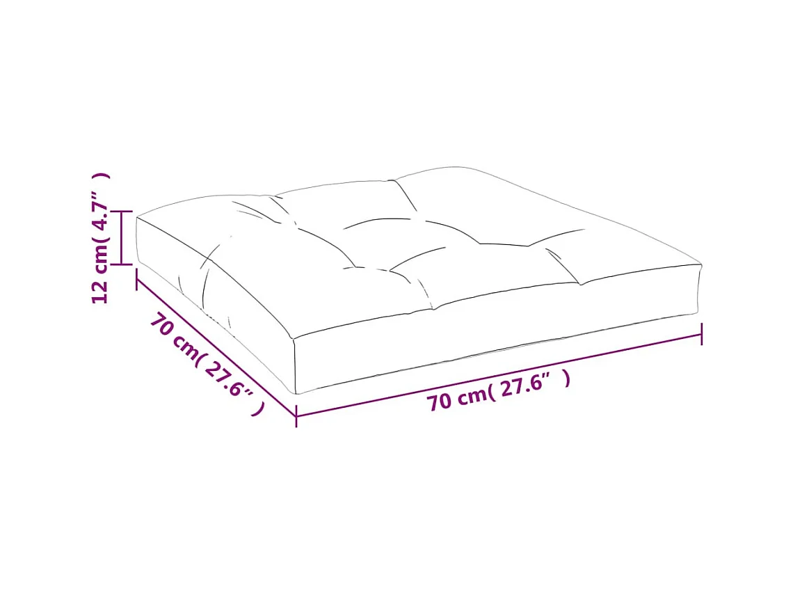 Coussin de palette crème 70x70x12 cm tissu