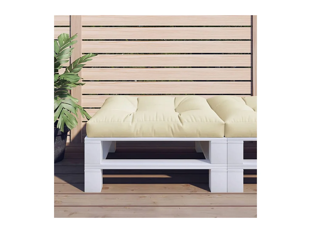Coussin de palette crème 70x70x12 cm tissu