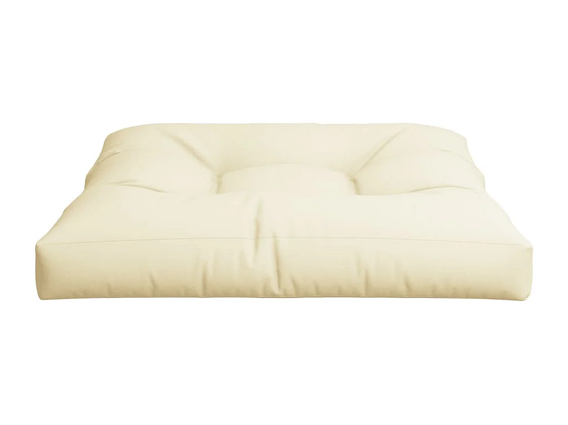 Coussin de palette crème 70x70x12 cm tissu