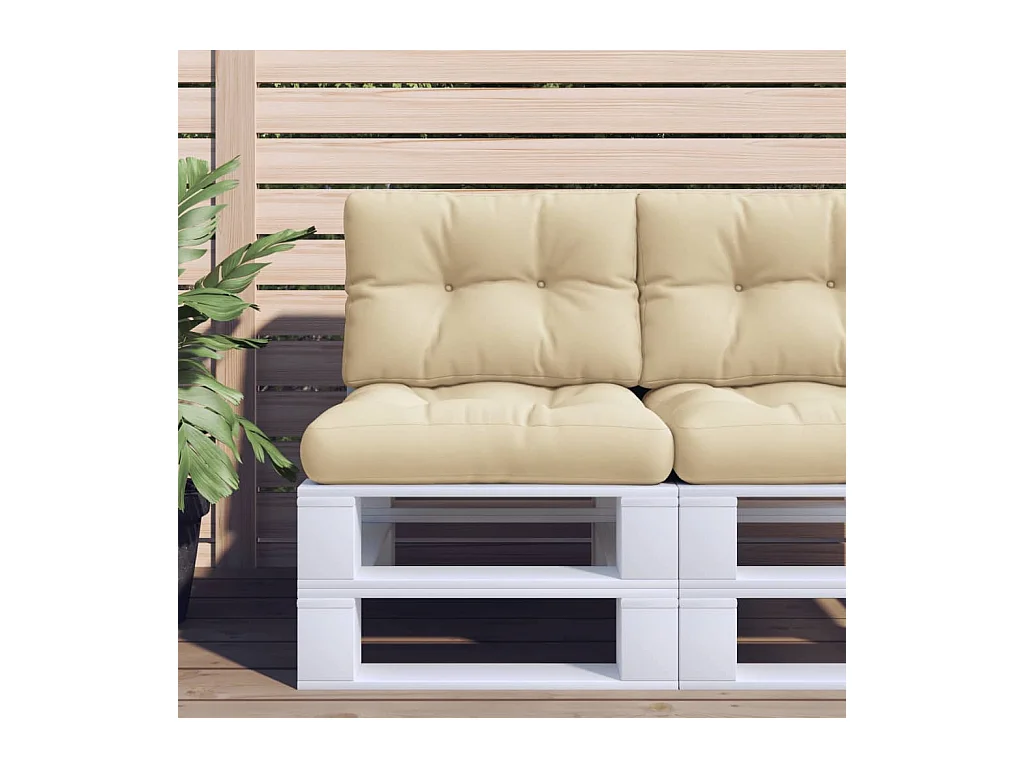 Coussin de palette beige 60x40x12 cm tissu