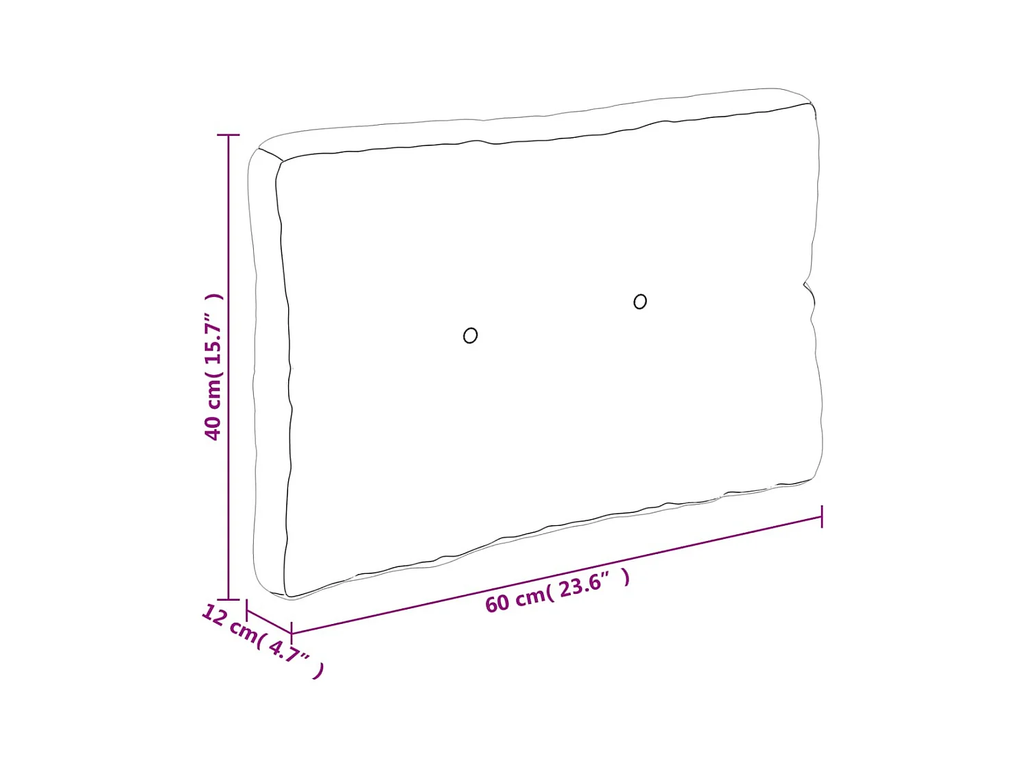 Coussin de palette beige 60x40x12 cm tissu