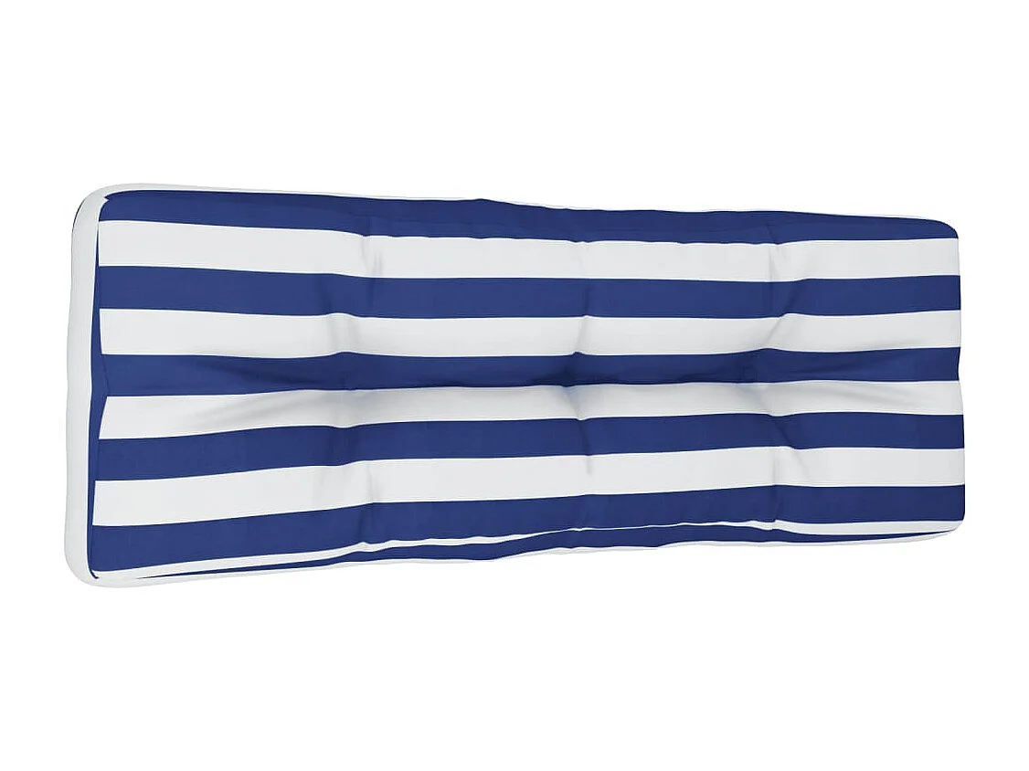 Coussin de palette rayures bleues et blanches tissu