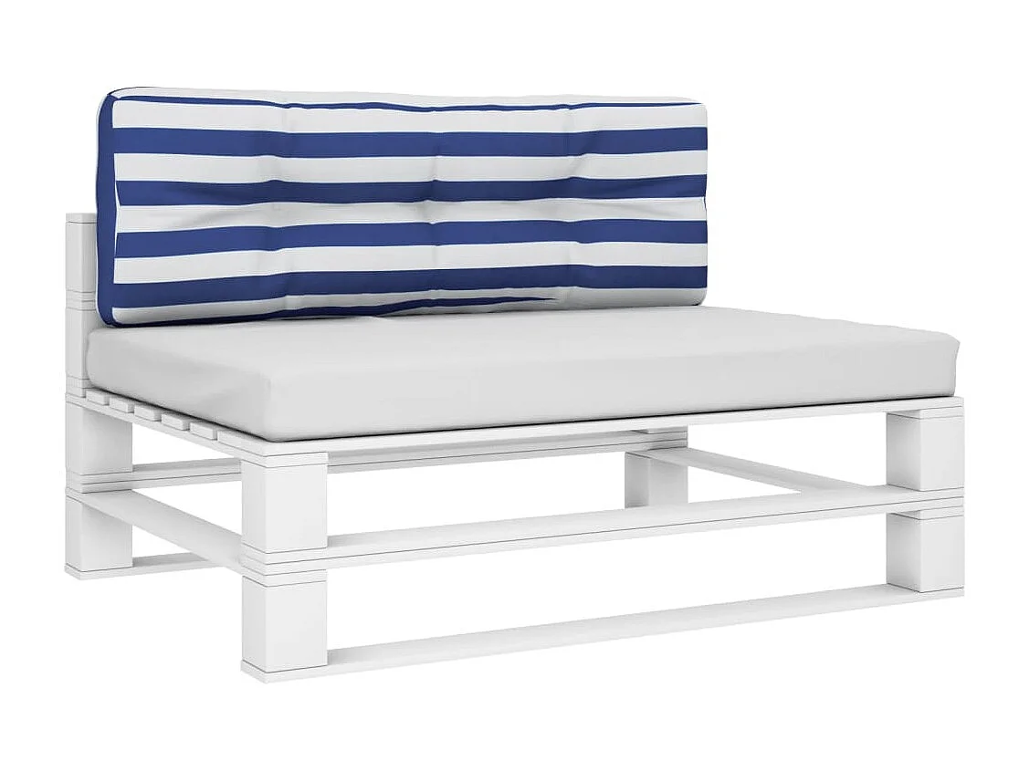 Coussin de palette rayures bleues et blanches tissu