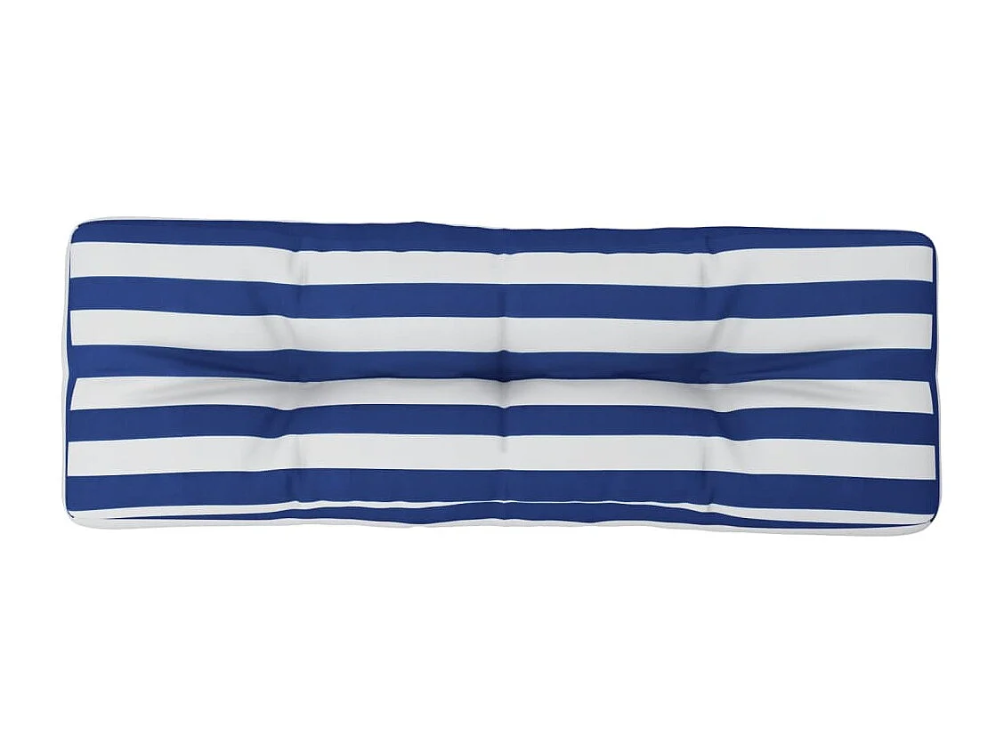 Coussin de palette rayures bleues et blanches tissu