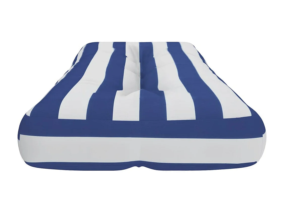 Coussin de palette rayures bleues et blanches tissu