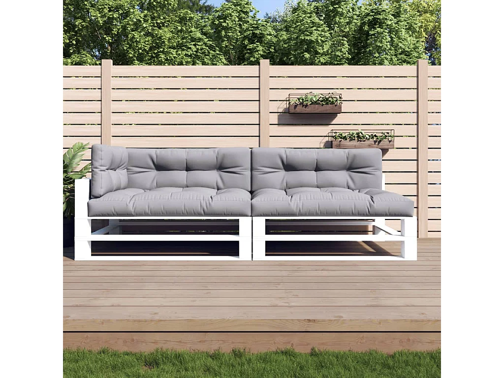 Coussins de palette 5 pièces gris tissu