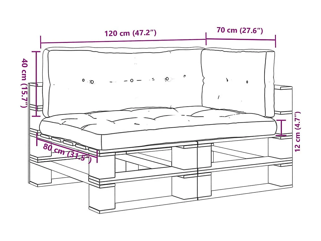 Coussins de palette lot de 3 anthracite tissu