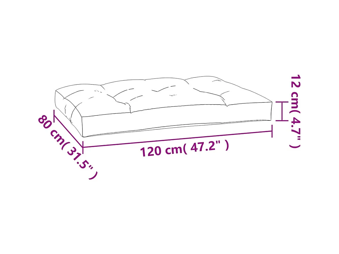 Coussin de palette crème 120x80x12 cm tissu