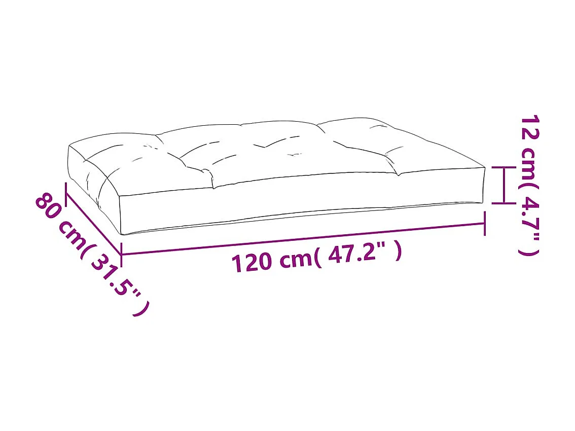 Almofadão para sofá de paletes 120x80x12 cm tecido creme
