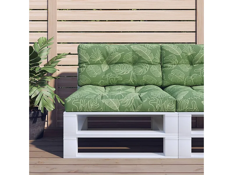 Coussins de palette 2 pièces motif de feuilles tissu