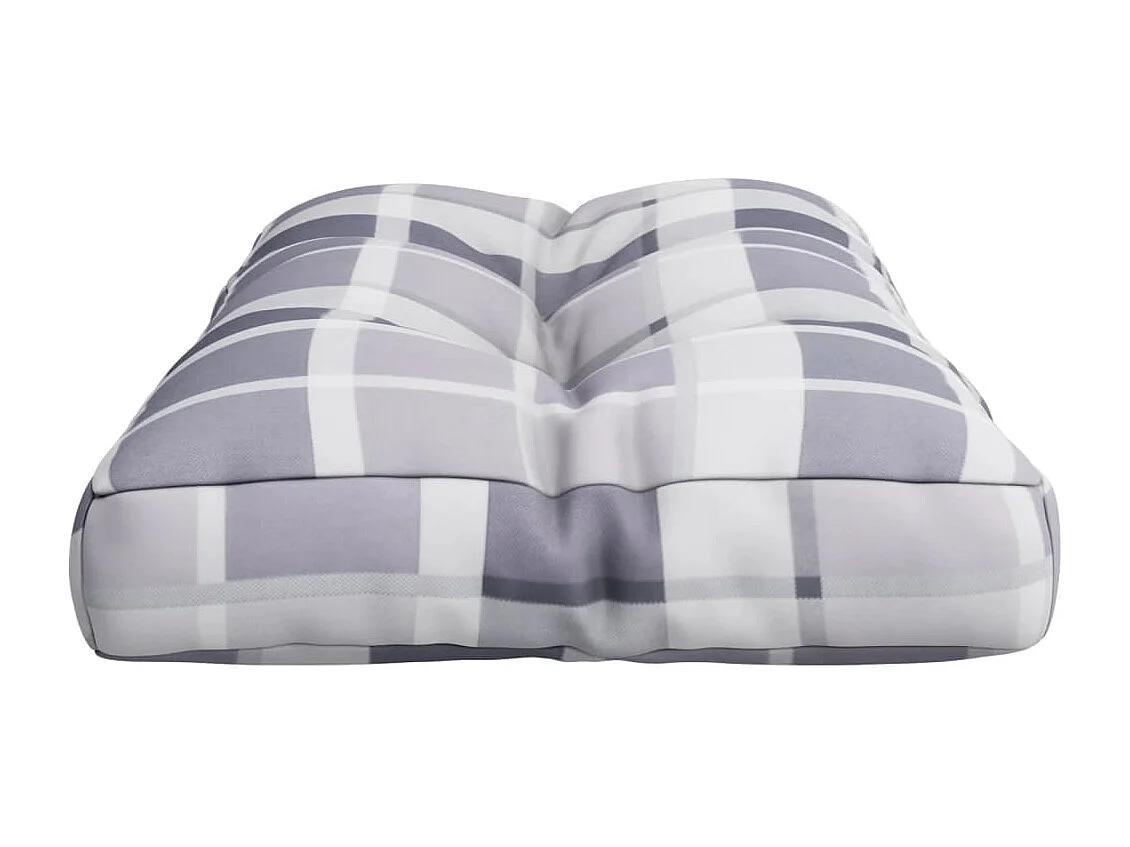 Cojín para sofá de palets tela a cuadros gris 70x40x12 cm