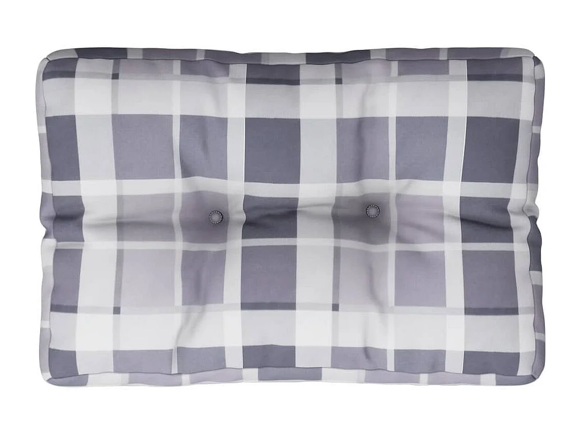 Coussin de palette motif à carreaux gris 60x40x12 cm tissu