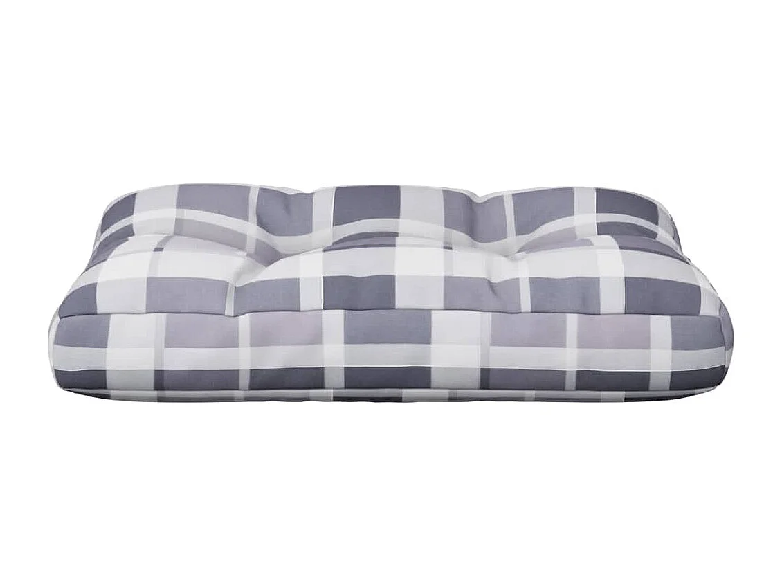 Coussin de palette motif à carreaux gris 60x40x12 cm tissu