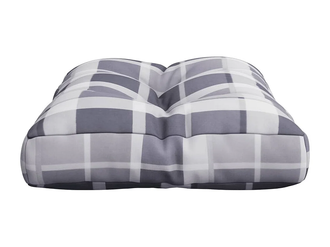 Coussin de palette motif à carreaux gris 60x40x12 cm tissu